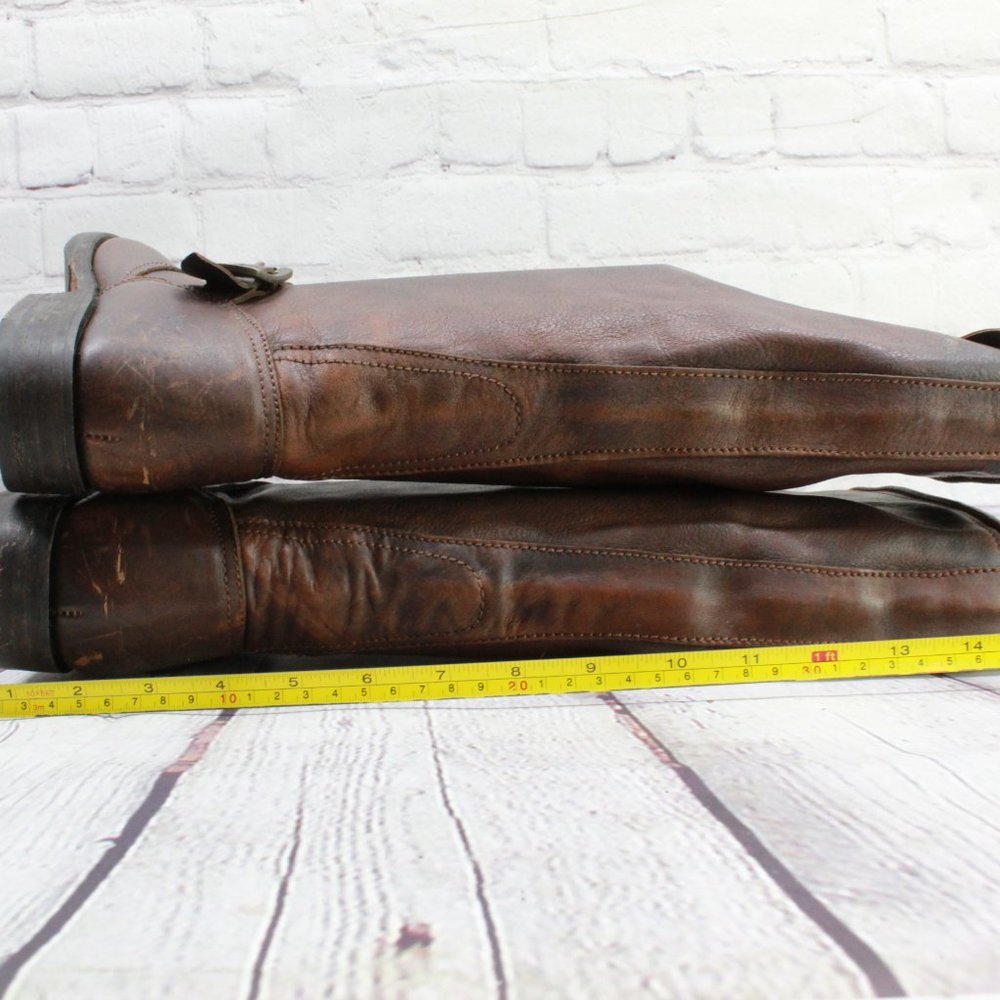 FRYE Veronica Brown Distressed Leather Buckle Tall  Boots Size 7.5 B - Picture 8 of 10